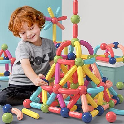 BAKAM Magnetic Building Blocks for Kids Ages 4-8, STEM Construction Toys for Boys and Girls, Large Size Magnetic Sticks and Balls Game Set for Kid’s Early Educational Learning (25PCS) BAKAM Magnetic Building Blocks for Kids Ages 4-8, STEM Construction Toys for Boys and Girls, Large Size Magnetic Sticks and Balls Game Set for Kid’s Early Educational Learning (25PCS)