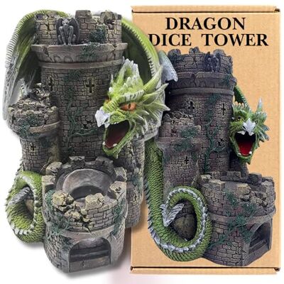 The Grinning Gargoyle Green Dragon Dice Tower for Rolling Dice D&D Dice Tower for DnD Dice Set 26cm Resin TTRPG Dice Rolling Tower Table Top Games Hand Painted Castle Dice Tower Large Rollers RPG Accessories The Grinning Gargoyle Green Dragon Dice Tower for Rolling Dice D&D Dice Tower for DnD Dice Set 26cm Resin TTRPG Dice Rolling Tower Table Top Games Hand Painted Castle Dice Tower Large Rollers RPG Accessories