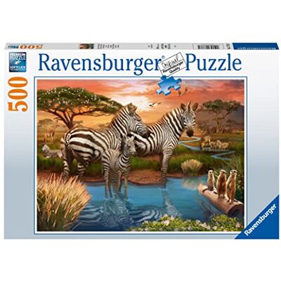 Ravensburger Zebras at the Watering Hole 500 Piece Jigsaw Puzzle for Adults and Kids Age 10 Years Up Ravensburger Zebras at the Watering Hole 500 Piece Jigsaw Puzzle for Adults and Kids Age 10 Years Up