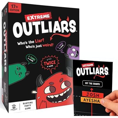 Confident Games Extreme Outliars Outrageous Bluffing Party Game for Groups Ages 17+ Spot the Liar with Hilarious Secrets Revealed Best Party Game for Adult Game Night, Hen Party & Stag Dos 3-20 players Confident Games Extreme Outliars Outrageous Bluffing Party Game for Groups Ages 17+ Spot the Liar with Hilarious Secrets Revealed Best Party Game for Adult Game Night, Hen Party & Stag Dos 3-20 players