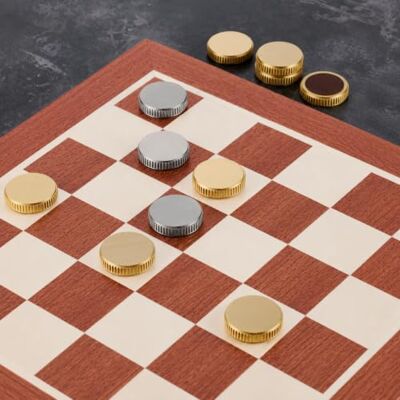 Pushka Home LTD Sapele and Sycamore Wooden Draughts Checkers Set With Solid Brass Gold And Silver Pieces 480 x 480mm Pushka Home LTD Sapele and Sycamore Wooden Draughts Checkers Set With Solid Brass Gold And Silver Pieces 480 x 480mm