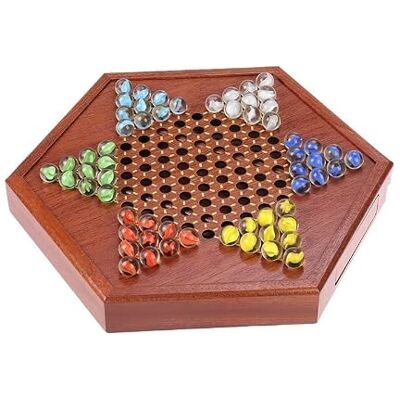 ROSEEONNE Wooden Chinese Checkers Board Game Set with 72 Colored chess board Petal-Style Glass Marbles 16mm Strategy Games ROSEEONNE Wooden Chinese Checkers Board Game Set with 72 Colored chess board Petal-Style Glass Marbles 16mm Strategy Games