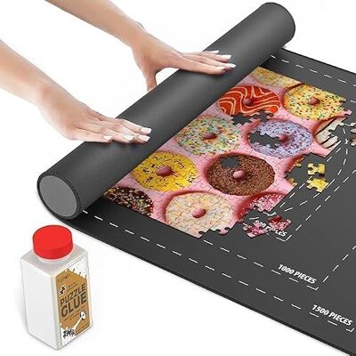 Point Games Rubber Puzzle Mat, Jigsaw Roll Up Mat for Puzzles Jigsaw Mat 1500 Pieces Protector, Saver, Organizer, Non-Slip Rubber Bottom, Polyester Top w/Storage Bag + Bonus Puzzle Glue Point Games Rubber Puzzle Mat, Jigsaw Roll Up Mat for Puzzles Jigsaw Mat 1500 Pieces Protector, Saver, Organizer, Non-Slip Rubber Bottom, Polyester Top w/Storage Bag + Bonus Puzzle Glue