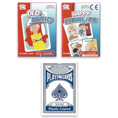 ihoot Pack of 3 Classic Card Games for Kids Old Maid Happy Families Plus One Pack of Playing Cards UK Red or Blue Card Games Party Bag Fillers Travel Games ihoot Pack of 3 Classic Card Games for Kids Old Maid Happy Families Plus One Pack of Playing Cards UK Red or Blue Card Games Party Bag Fillers Travel Games