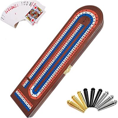 TUAHOO Traditional Cribbage Game with Metal Pegs and Cards classic board game, card game, family games, table board game For kids adults party fun TUAHOO Traditional Cribbage Game with Metal Pegs and Cards classic board game, card game, family games, table board game For kids adults party fun