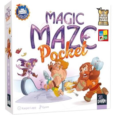 Sit Down! Sit Down Magic Maze Pocket Board Game Ages 8+ 2-8 Players 15 Minutes Playing Time, Illustrated Box Sit Down! Sit Down Magic Maze Pocket Board Game Ages 8+ 2-8 Players 15 Minutes Playing Time, Illustrated Box