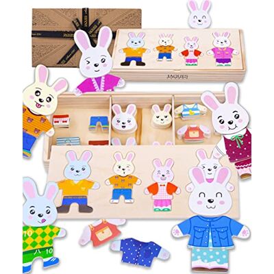 Jaques of London Safe Wooden Puzzle Rabbit Family Dress-Up UKCA Tested Jigsaw for 3-5 Year Olds Toddler Puzzles for Girls & Boys Premium Wooden Animal Toys by Jaques of London Safe Wooden Puzzle Rabbit Family Dress-Up UKCA Tested Jigsaw for 3-5 Year Olds Toddler Puzzles for Girls & Boys Premium Wooden Animal Toys by