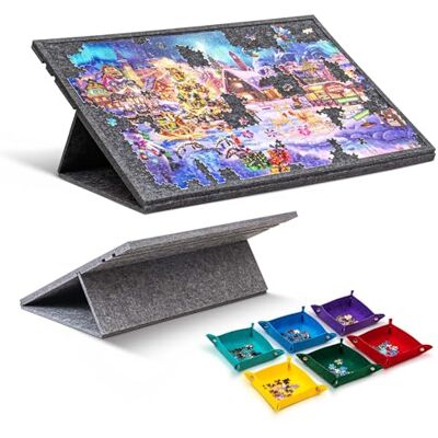Jigpal 1000 Piece Tilting Puzzle Board with 2-in-1 Stand & Cover, Adjustable Felt Mat Boards with 6 Colored Sorting Trays, Lightweight Portable Jigsaw Puzzle Table with Non-Slip Surface for Adult Jigpal 1000 Piece Tilting Puzzle Board with 2-in-1 Stand & Cover, Adjustable Felt Mat Boards with 6 Colored Sorting Trays, Lightweight Portable Jigsaw Puzzle Table with Non-Slip Surface for Adult