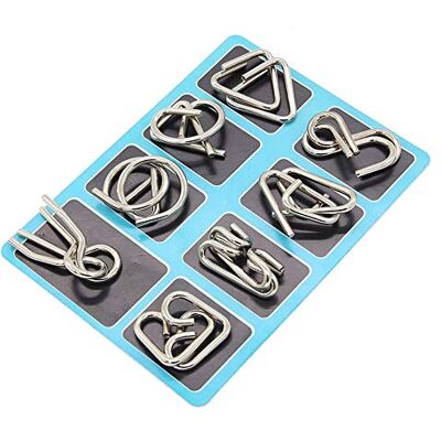 Gracelaza 8 pcs Metal Wire Puzzle Logic Brain Teaser Set Metal Ring IQ puzzles Difficult Games Ideal Intelligence Toys Gifts for Kids and Adults, #2 Gracelaza 8 pcs Metal Wire Puzzle Logic Brain Teaser Set Metal Ring IQ puzzles Difficult Games Ideal Intelligence Toys Gifts for Kids and Adults, #2