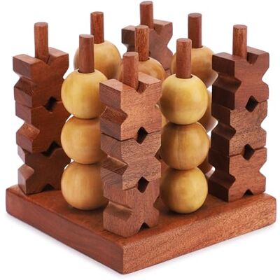 Ajuny 3D Wooden Tic Tac Toe Classic Board Game for Kids & Adults 2 Players Handmade Noughts & Crosses XOXO Game Table Top Strategy Interactive Portable Travel Party Fun Family Night Living Room Décor Ajuny 3D Wooden Tic Tac Toe Classic Board Game for Kids & Adults 2 Players Handmade Noughts & Crosses XOXO Game Table Top Strategy Interactive Portable Travel Party Fun Family Night Living Room Décor