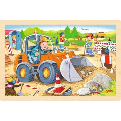 Goki Wooden Construction Site Insert Puzzle, 24 Pieces, 3+ Years, 30 x 20 cm Goki Wooden Construction Site Insert Puzzle, 24 Pieces, 3+ Years, 30 x 20 cm