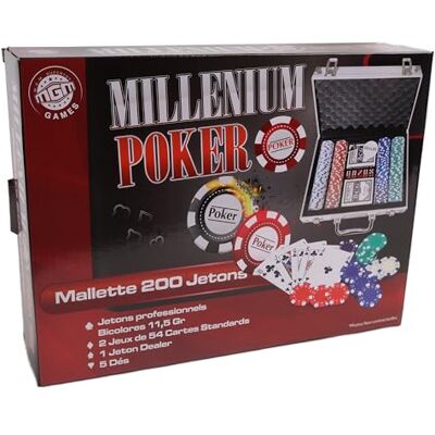 MGM GAMES Poker Chip Case with 200 Chips Multicoloured 140200 Card Game Metal 2 to 6 Players Playing Cards Board Games 11.5 g 30 cm x 21 cm MGM GAMES Poker Chip Case with 200 Chips Multicoloured 140200 Card Game Metal 2 to 6 Players Playing Cards Board Games 11.5 g 30 cm x 21 cm
