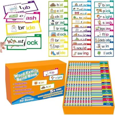 ASQzhuLIWing 30pcs Read and Rhyme Flip Books word family construct Word Families Flash Cards ABC vocabulary flash card Educational Reading Games Family Word Games Suitable for beginners ASQzhuLIWing 30pcs Read and Rhyme Flip Books word family construct Word Families Flash Cards ABC vocabulary flash card Educational Reading Games Family Word Games Suitable for beginners