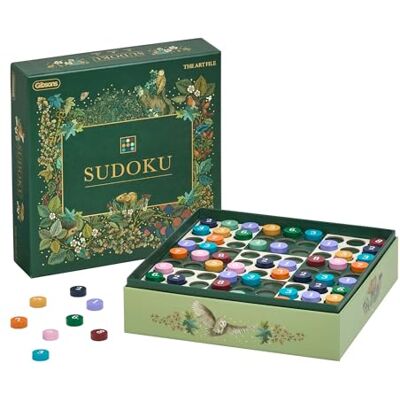 Gibsons The Art File Sudoku Board Game – Luxury Wooden Logic Puzzle with 150 Challenges – 81 Dual-Sided Checkers, Ages 8+ – Premium Green Botanical Design – Brain Teaser Gift for Adults & Kids Gibsons The Art File Sudoku Board Game – Luxury Wooden Logic Puzzle with 150 Challenges – 81 Dual-Sided Checkers, Ages 8+ – Premium Green Botanical Design – Brain Teaser Gift for Adults & Kids