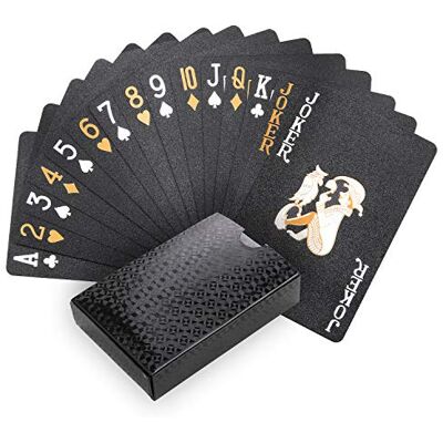 Joyoldelf Cool Black Playing Cards, Gold Foil Waterproof Deck of Cards with Gift Box, Magic Poker Cards, Perfect for Party and Game (Painted Version) Joyoldelf Cool Black Playing Cards, Gold Foil Waterproof Deck of Cards with Gift Box, Magic Poker Cards, Perfect for Party and Game (Painted Version)