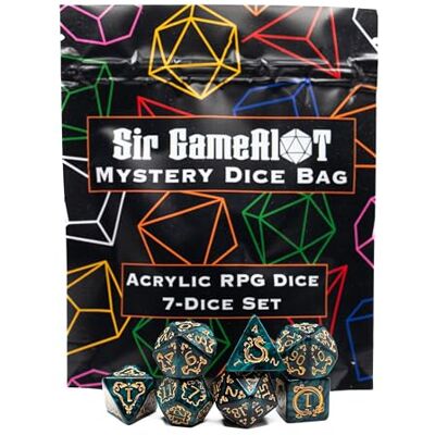 Sir GameAlot Mystery Dice Bag Set of 7 Polyhedral Gaming Dice One Set Chosen at Random RPG, DND etc. (Mystery Acrylic Set) Sir GameAlot Mystery Dice Bag Set of 7 Polyhedral Gaming Dice One Set Chosen at Random RPG, DND etc. (Mystery Acrylic Set)