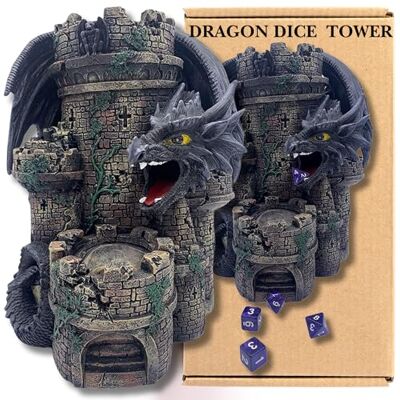 The Grinning Gargoyle Black Dragon Dice Tower for Rolling Dice DnD Dice Tower for D20 Dice 26cm Resin Large Dice Rolling Tower Table Top Games Hand Painted Castle Dice Tower RPG Gaming Dice & Accessories The Grinning Gargoyle Black Dragon Dice Tower for Rolling Dice DnD Dice Tower for D20 Dice 26cm Resin Large Dice Rolling Tower Table Top Games Hand Painted Castle Dice Tower RPG Gaming Dice & Accessories