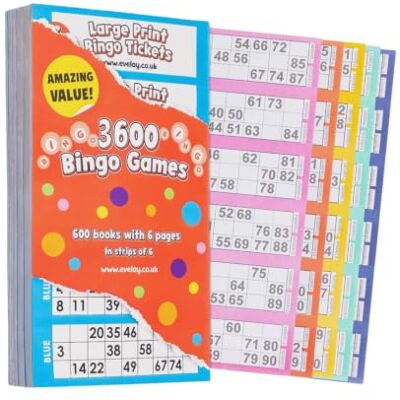 evelay Bingo Books 3600 Games with Security Coded Large Print Tickets (100 Pack) evelay Bingo Books 3600 Games with Security Coded Large Print Tickets (100 Pack)