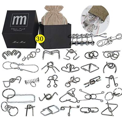 Chonor 30 PCS Mini Brain Teasers Metal Wire Puzzle Set IQ Test Mind Game Logic Educational Intelligence Toy for Adults and Kids Chonor 30 PCS Mini Brain Teasers Metal Wire Puzzle Set IQ Test Mind Game Logic Educational Intelligence Toy for Adults and Kids