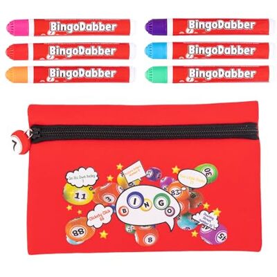 evelay Bingo Dabber Case Holder Gift Set Storage Bag + 6 Bingo Dabbers & Bingo Board Non-Drip Marker Pens Bingo Accessories for Home, Clubs & Events evelay Bingo Dabber Case Holder Gift Set Storage Bag + 6 Bingo Dabbers & Bingo Board Non-Drip Marker Pens Bingo Accessories for Home, Clubs & Events
