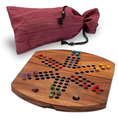 LOGOPLAY Ludo for 2 to 6 players with cloth bag playing field 33 x 28 cm wooden dice game LOGOPLAY Ludo for 2 to 6 players with cloth bag playing field 33 x 28 cm wooden dice game