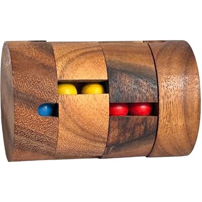 Crafty Artisan Revlove Wooden Brain Teaser Puzzle, Cylinder with Rotatable Rings, 4 Vertical Shafts, Dark Samena Wood Crafty Artisan Revlove Wooden Brain Teaser Puzzle, Cylinder with Rotatable Rings, 4 Vertical Shafts, Dark Samena Wood