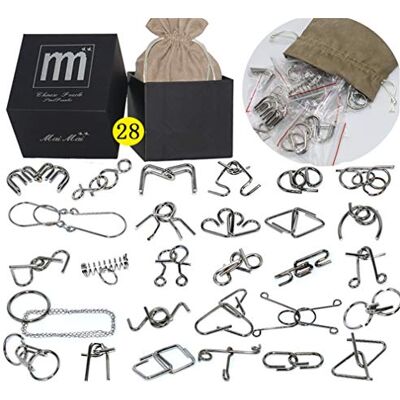 Gracelaza 28pcs Metal Wire Puzzle Logic Brain Teaser Set Metal Ring IQ puzzles Difficult Games Ideal Intelligence Toys Gifts for Kids and Adults Gracelaza 28pcs Metal Wire Puzzle Logic Brain Teaser Set Metal Ring IQ puzzles Difficult Games Ideal Intelligence Toys Gifts for Kids and Adults
