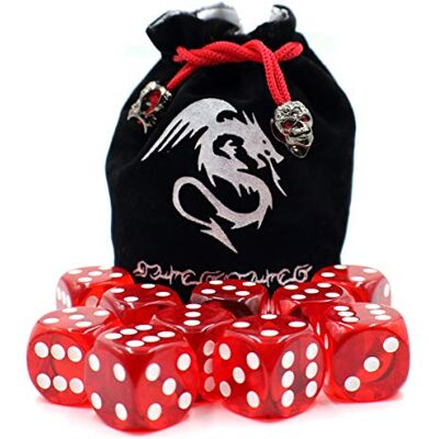 Dahan Dice Jumbo D6 Dice with Velvet Bag Large 24mm Life Counters (Red) Dahan Dice Jumbo D6 Dice with Velvet Bag Large 24mm Life Counters (Red)