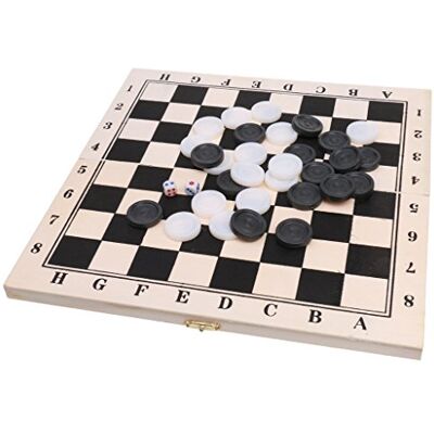 Inzopo Quality Draughts Checkers Set in Folding Board Wooden Case 29.5cm 64 fields Inzopo Quality Draughts Checkers Set in Folding Board Wooden Case 29.5cm 64 fields