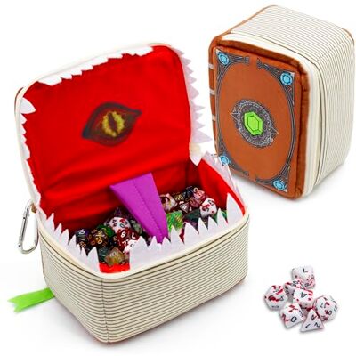 CASEMATIX Mimic Spell Book Dice Case with 7 RPG Dice – 7" Zippered Tome Holder for 250 Pieces, DnD Dice Storage Bag with Carabiner, Protective Novelty Case for Tabletop RPG & Dungeon Master CASEMATIX Mimic Spell Book Dice Case with 7 RPG Dice – 7" Zippered Tome Holder for 250 Pieces, DnD Dice Storage Bag with Carabiner, Protective Novelty Case for Tabletop RPG & Dungeon Master