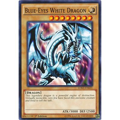 Yu-Gi-Oh! Yugioh 1st Ed Blue-Eyes White Dragon LOB art LDK2-ENK01 Common 1st Edition Legendary Decks II Cards Yu-Gi-Oh! Yugioh 1st Ed Blue-Eyes White Dragon LOB art LDK2-ENK01 Common 1st Edition Legendary Decks II Cards
