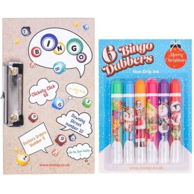 evelay Christmas Bingo Set with Board & 6 Colourful Dabbers Family Game Night, Fundraisers, Party or Club Use Durable Ink Markers evelay Christmas Bingo Set with Board & 6 Colourful Dabbers Family Game Night, Fundraisers, Party or Club Use Durable Ink Markers