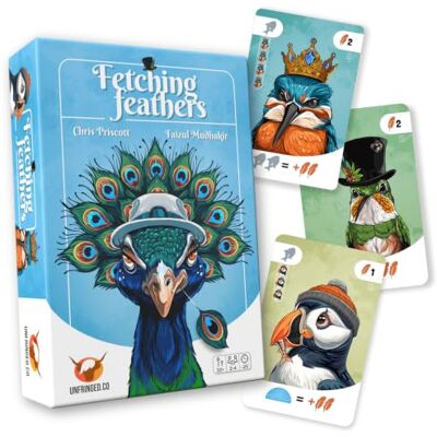 Unfringed Fetching Feathers Strategy Card Game for Bird Lovers Draft fancy bird cards & manage habitats! Easy-to-teach card game for adults & kids ages 10+. 2-4 players, 25 mins. Unfringed Fetching Feathers Strategy Card Game for Bird Lovers Draft fancy bird cards & manage habitats! Easy-to-teach card game for adults & kids ages 10+. 2-4 players, 25 mins.