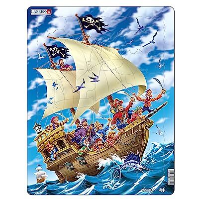 Larsen Puzzle US9 Pirates Celebrating a Successful Raid, Ages 5+, Imaginative Jigsaw, 30 Figure Pieces, Boxless Tray & Frame, Storytelling & Adventure Larsen Puzzle US9 Pirates Celebrating a Successful Raid, Ages 5+, Imaginative Jigsaw, 30 Figure Pieces, Boxless Tray & Frame, Storytelling & Adventure