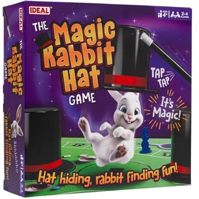 Ideal The Magic Rabbit Hat Game: It's a race around the magician's table with a rabbit hiding in one of the hats! Children's Board Games Magic Tricks For 2-4 players Ages 4+ Ideal The Magic Rabbit Hat Game: It's a race around the magician's table with a rabbit hiding in one of the hats! Children's Board Games Magic Tricks For 2-4 players Ages 4+