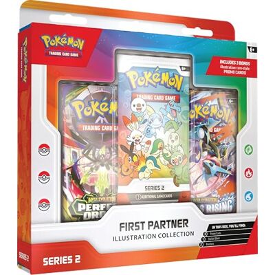 Pokémon TCG: First Partner Illustration Collection—Series 2 (3 Promo Cards, 2 Booster Packs & 1 Sticker Sheet) Pokémon TCG: First Partner Illustration Collection—Series 2 (3 Promo Cards, 2 Booster Packs & 1 Sticker Sheet)