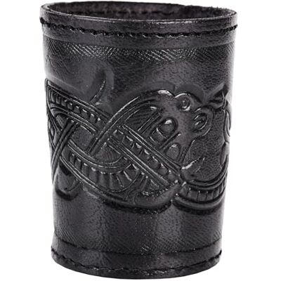 Ulfberth Viking Dice Cup with Dragon Motif, Genuine Leather, Medieval Leather Cup, LARP, Reenactment (Black Jelling Style) Ulfberth Viking Dice Cup with Dragon Motif, Genuine Leather, Medieval Leather Cup, LARP, Reenactment (Black Jelling Style)