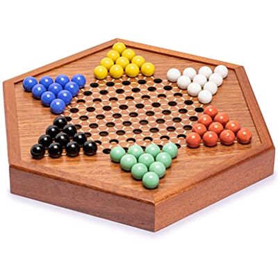 Yellow Mountain Imports Wooden Chinese Checkers Halma Board Game Set (32.1 centimeters) with Storage Drawer and Solid Color Glass Marbles (16-millimeter) Yellow Mountain Imports Wooden Chinese Checkers Halma Board Game Set (32.1 centimeters) with Storage Drawer and Solid Color Glass Marbles (16-millimeter)