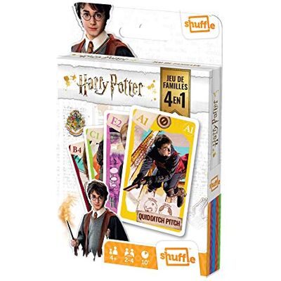 Shuffle Harry Potter Warner Bros Cards 4 games in 1: 7 families, pairs, action and battles with Ron, Hermione, Dumbledore Card Game for Children & Family Ages 4 and up Shuffle Harry Potter Warner Bros Cards 4 games in 1: 7 families, pairs, action and battles with Ron, Hermione, Dumbledore Card Game for Children & Family Ages 4 and up
