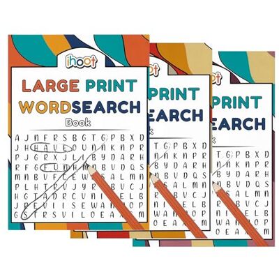 ihoot Pack of 3 Assorted A4 Large Print Word Search Books for Adults Travel Games Puzzle Books for Adults Word Games and Word Puzzles, Gifts for Partially Sighted People ihoot Pack of 3 Assorted A4 Large Print Word Search Books for Adults Travel Games Puzzle Books for Adults Word Games and Word Puzzles, Gifts for Partially Sighted People