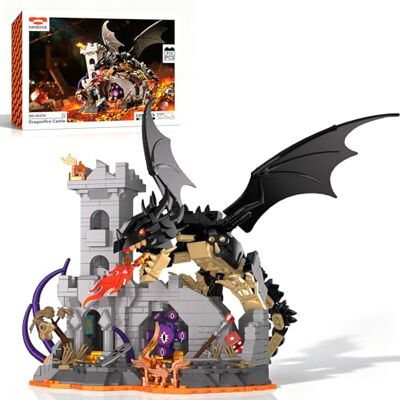iambrick Dragonfire Castle Building Set, 919 PCS Dragon & Dice Tower Model Kit 14+ Fly Dragon Building Block Sets with Dice Tower 30310, Medieval Castle Model Kit, Fantasy Architecture Collectible Decor Gift iambrick Dragonfire Castle Building Set, 919 PCS Dragon & Dice Tower Model Kit 14+ Fly Dragon Building Block Sets with Dice Tower 30310, Medieval Castle Model Kit, Fantasy Architecture Collectible Decor Gift