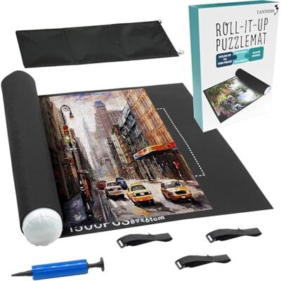 TANNESS Giant Jigsaw Board Roll-Up Saver for 1500 Pieces Portable Storage with Bag for Adults & Sorting, Black TANNESS Giant Jigsaw Board Roll-Up Saver for 1500 Pieces Portable Storage with Bag for Adults & Sorting, Black
