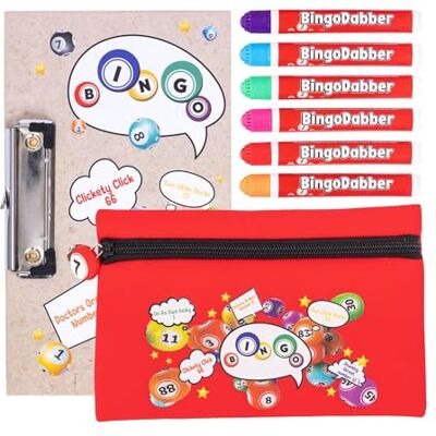 evelay Bingo Dabber Case Holder Gift Set 6 Bingo Dabbers 1 Board with Clip Bingo Storage Bag with Lucky Number Zip Pull Non-Drip 20ml Ink 6 Colour Options Gift for Bingo Lovers evelay Bingo Dabber Case Holder Gift Set 6 Bingo Dabbers 1 Board with Clip Bingo Storage Bag with Lucky Number Zip Pull Non-Drip 20ml Ink 6 Colour Options Gift for Bingo Lovers
