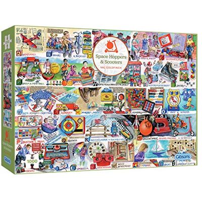 Gibsons Space Hoppers & Scooters 1000 Piece Jigsaw Puzzle for Adults – Childhood Games & Toys by Val Goldfinch – Nostalgic Retro Play Puzzle – Premium Sustainable Puzzle Made in the UK/EU Gibsons Space Hoppers & Scooters 1000 Piece Jigsaw Puzzle for Adults – Childhood Games & Toys by Val Goldfinch – Nostalgic Retro Play Puzzle – Premium Sustainable Puzzle Made in the UK/EU