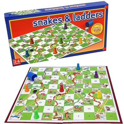 Navoys Snakes & Ladders Classic Board Game, Foldable, Family Game Set Folds out to 7 inch, checkers board game for kids and family, includes instructions, ideal board games kids Navoys Snakes & Ladders Classic Board Game, Foldable, Family Game Set Folds out to 7 inch, checkers board game for kids and family, includes instructions, ideal board games kids