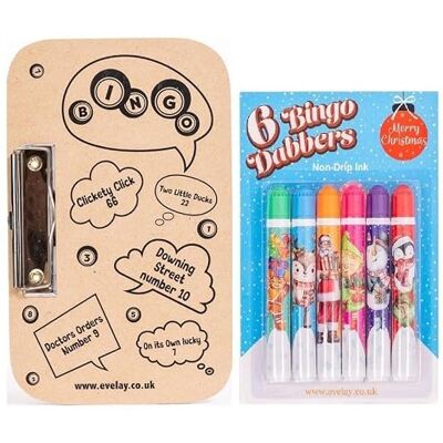 evelay Christmas Bingo Set with Board & 6 Colourful Dabbers Game Night, Fundraisers, Party or Club Use Durable Ink Markers evelay Christmas Bingo Set with Board & 6 Colourful Dabbers Game Night, Fundraisers, Party or Club Use Durable Ink Markers