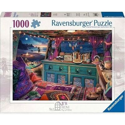 Ravensburger View from My Window No. 2 Campervan 1000 Piece Jigsaw Puzzle for Adults & Families. Artwork by artist Steve Read, Ravensburger View from My Window No. 2 Campervan 1000 Piece Jigsaw Puzzle for Adults & Families. Artwork by artist Steve Read,