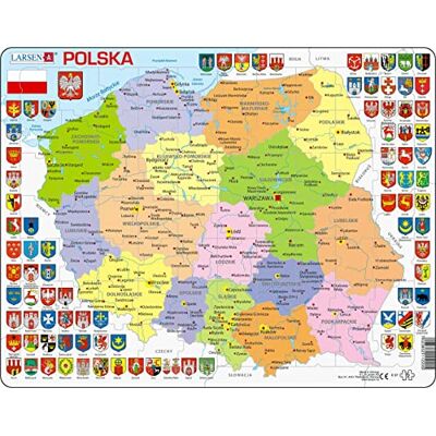 Larsen K97 Poland Political Map, Polish Edition, 70 Piece Boxless Tray & Frame Jigsaw Puzzle Larsen K97 Poland Political Map, Polish Edition, 70 Piece Boxless Tray & Frame Jigsaw Puzzle