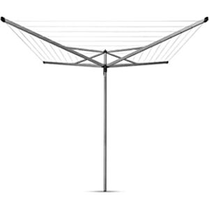 Brabantia 50m Essential Rotary Washing Line (Metallic Grey) Collapsible Umbrella System, 4 Arm Outdoor Clothes Dryer + 35mm Plastic Ground Tube Brabantia 50m Essential Rotary Washing Line (Metallic Grey) Collapsible Umbrella System, 4 Arm Outdoor Clothes Dryer + 35mm Plastic Ground Tube