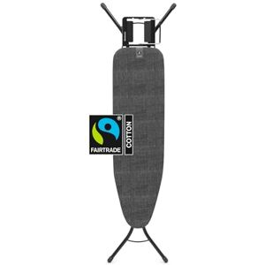 Brabantia Ironing Board A With Steam Iron Rest Adjustable in Height Non-Slip Rubber Feet Cotton Cover with Foam Layer Foldable Denim Black 110x30 cm Brabantia Ironing Board A With Steam Iron Rest Adjustable in Height Non-Slip Rubber Feet Cotton Cover with Foam Layer Foldable Denim Black 110x30 cm